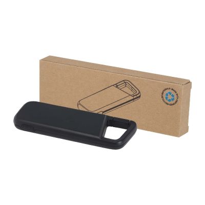 ALKES - 5000 mAh 12W recycled plastic water resistant power bank with carabiner