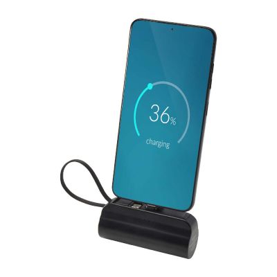 ALNAIR - 5000 mAh 10W recycled plastic Type-C power bank with built-in flip stand and 2-in-1 cable