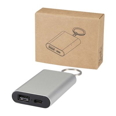 ARCTURUS - 2000 mAh recycled aluminium power bank with keychain