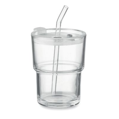SIP - Glass tumbler with straw 400ml