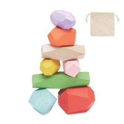 DOLMEN - 8 stacking wood rocks in pouch