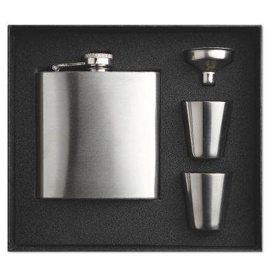 SLIMMY FLASK SET - Slim hip flask w 2 cups set