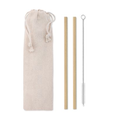 NATURAL STRAW - Bamboo straw w/brush in pouch
