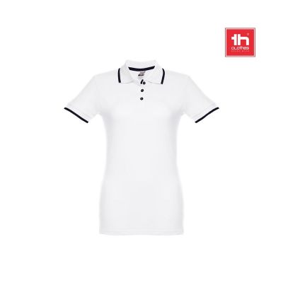 THC ROME WOMEN WH - Women's Polo Shirt with contrast colour trim and buttons