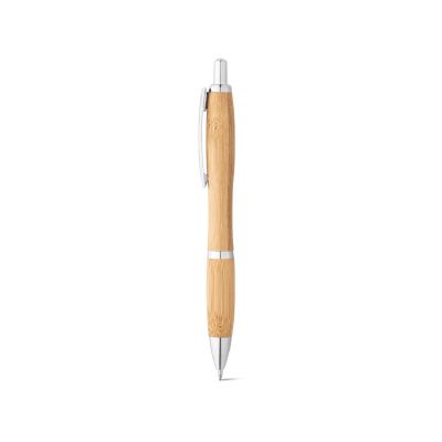 NICOLE - Bamboo ball pen with clip and metal trim