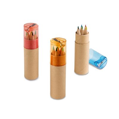 ROLS - Pencil box tube with 6 coloured pencils and sharpener
