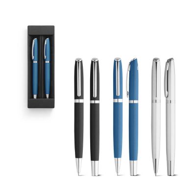 RE-LANDO-SET - Roller and ball pen set with recycled aluminium (100% rAL) body