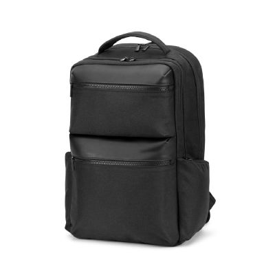 COPENHAGEN - Water-repellent recycled twill backpack with two large front pockets 17'3