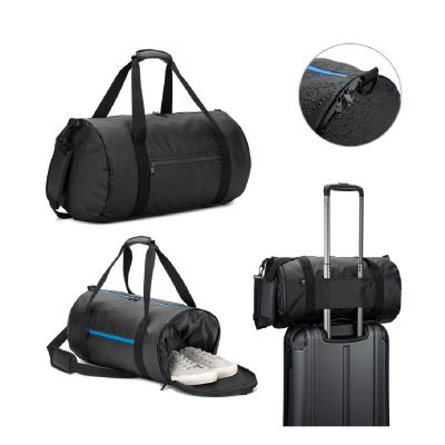 OSASCO SPORT - Cylindrical sports bag in high-density 600D recycled polyester with side compartment for shoes