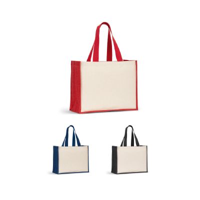 HELSINQUE COLOUR - Canvas bag (320 g/m²), with bottom and sides in laminated jute (350 g/m²) in colors