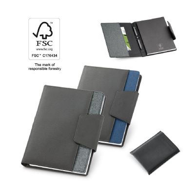 RUSSEL - PU and polyester fabric cover with A5 notebook with plain pages