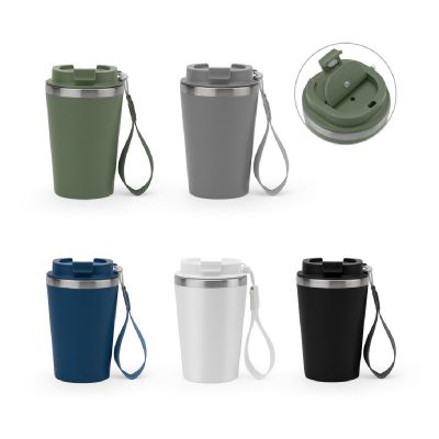 SPITZ - Stainless steel travel mug (90% recycled) with PP outer wall and matte finish 440 mL