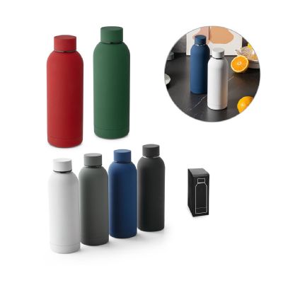 ODIN - Double wall vacuum stainless steel (36% recycled) bottle with rubber coating 550 mL