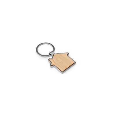 GASTON HOUSE - House-shaped iron keychain in zinc and bamboo