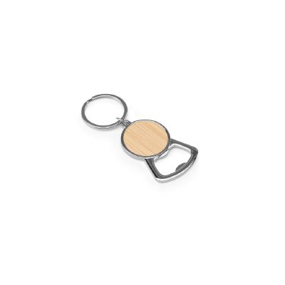 MEEKO - Iron keychain with a round shape in zinc and bamboo
