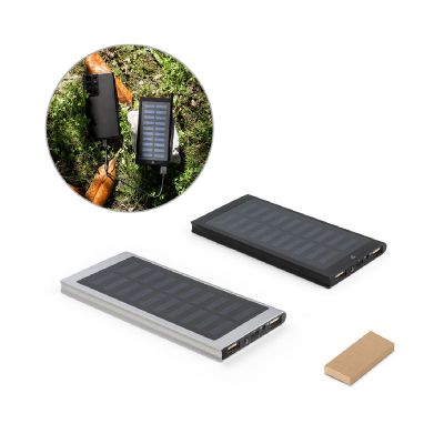 CLERK - 8.000 mAh power bank with solar panel in 100% recycled aluminium
