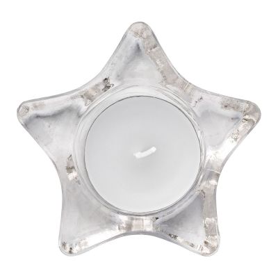 NISHA - Star-shaped glass candle holder, including candle 