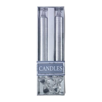 ALEXIA - Two glitter candles with glass holder 