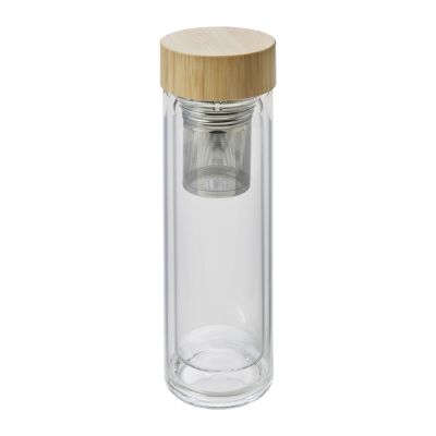 VICENTE - Bamboo and glass double walled bottle 