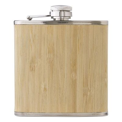 HAYDEN - Stainless steel and bamboo hip flask 