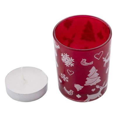 KIRSTEN - Glass candle holder with Christmas decorations 