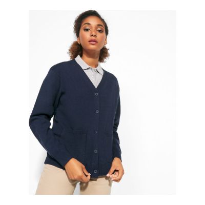 BANGOR - V-neck jacket in soft stitch fabric for women