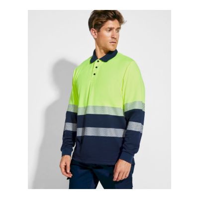 BOSTON - High-visibility long-sleeve polo shirt in technical fabric