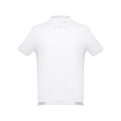 THC ADAM WH - Men's short-sleeved cotton piqué polo shirt. White