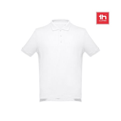 THC ADAM WH - Men's short-sleeved cotton piqué polo shirt. White