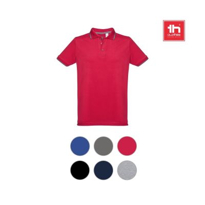 THC ROME - Men's Polo Shirt with contrast colour trim and buttons