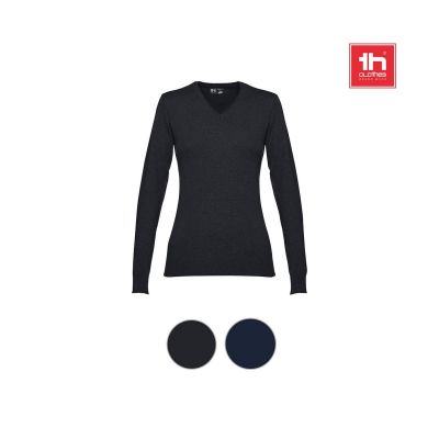 THC MILAN WOMEN - V-neck pullover for women in cotton and polyamide