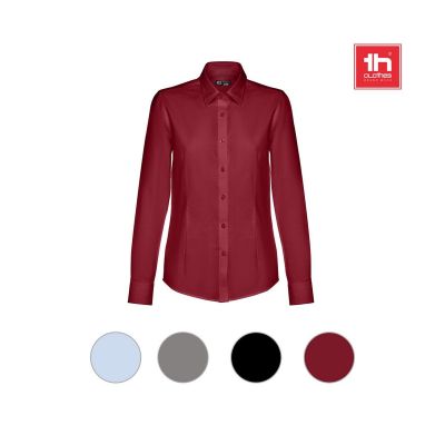 THC TOKYO WOMEN - Women's long-sleeved oxford shirt with pearl coloured buttons