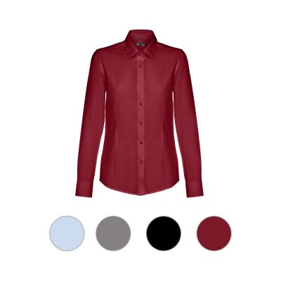 THC TOKYO WOMEN - Women's long-sleeved oxford shirt with pearl coloured buttons