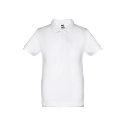 THC ADAM KIDS WH - Kids short-sleeved 100% cotton piqué polo shirt unisex). White