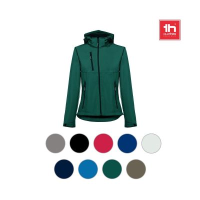 THC ZAGREB WOMEN - Women's softshell jacket with detachable hood and rounded back hem