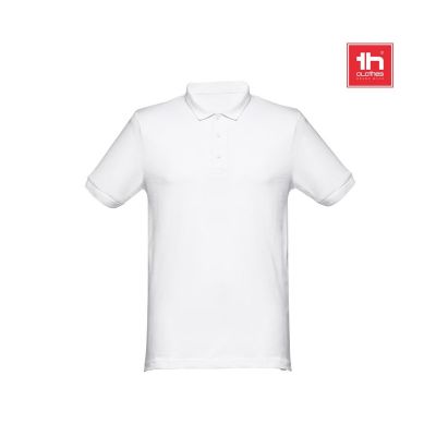 THC MONACO WH - Men's short-sleeved piqué polo shirt in 100% cotton