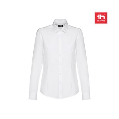 THC TOKYO WOMEN WH - Women's long-sleeved oxford shirt with pearl coloured buttons. White