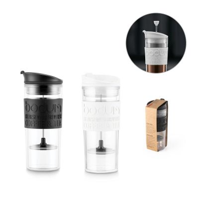 Travel Mug: BODUM Stainless Steel Vacuum Travel Mug: Black, 450ml/15 fl. oz