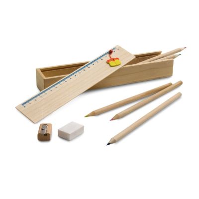 DOODLE - Wooden pencil box set with ruler