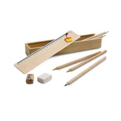 DOODLE - Wooden pencil box set with ruler