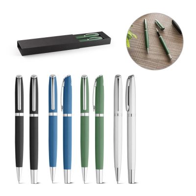 RE-LANDO-SET - Roller and ball pen set with 100% recycled aluminium body
