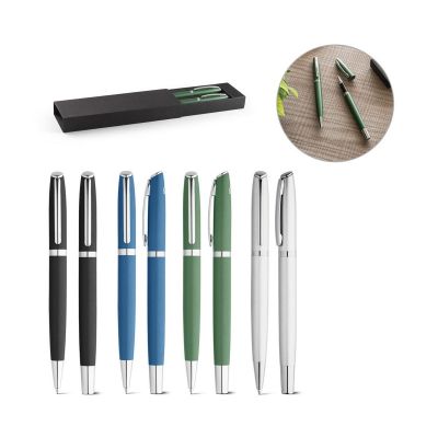 RE-LANDO-SET - Roller and ball pen set with recycled aluminium (100% rAL) body