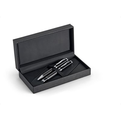 CHESS - Roller pen and ball pen set in metal and carbon fibre with twist mechanism
