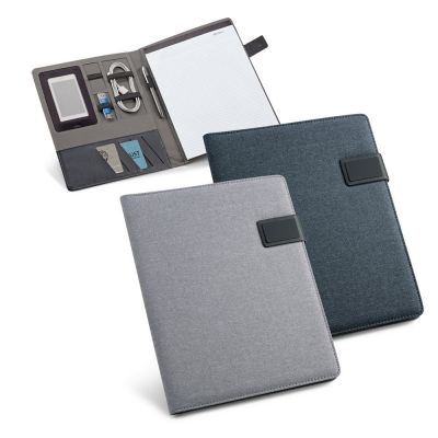 RIORDAN - A4 folder in imitation linen and PU. Lined sheets