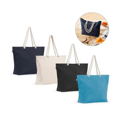 ATHENS - Beach bag in recycled cotton (70%) and recycled polyester (30%) (220 g/m²)
