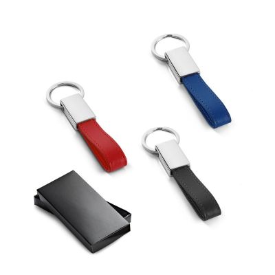 WATOH - Round metal and PU keyring