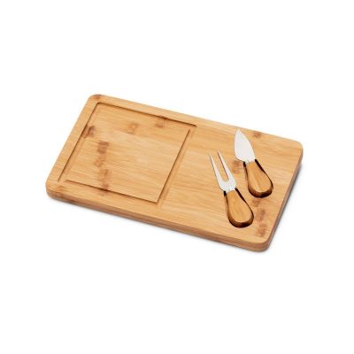 WOODS - Bamboo cheese board with 2 bamboo and stainless steel accessories