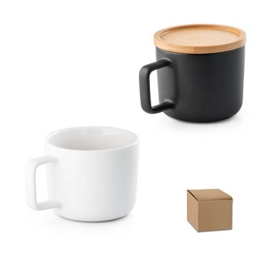 FANGIO - 230 mL ceramic mug with lid and bamboo base
