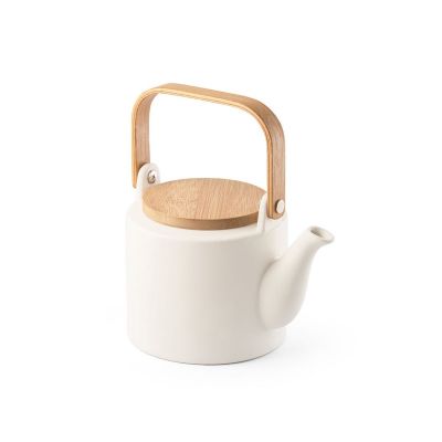 GLOGG - 700 mL ceramic teapot with bamboo lid