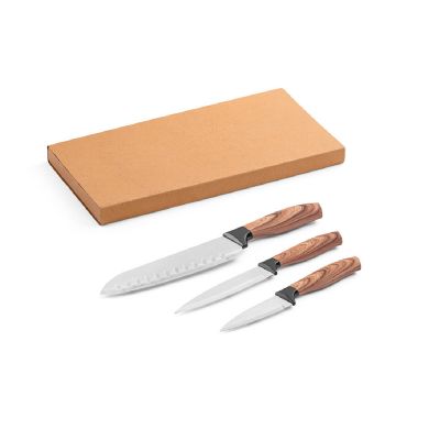 BAHARAT - Set of 3 kitchen knives with stainless steel blades and ergonomic handles